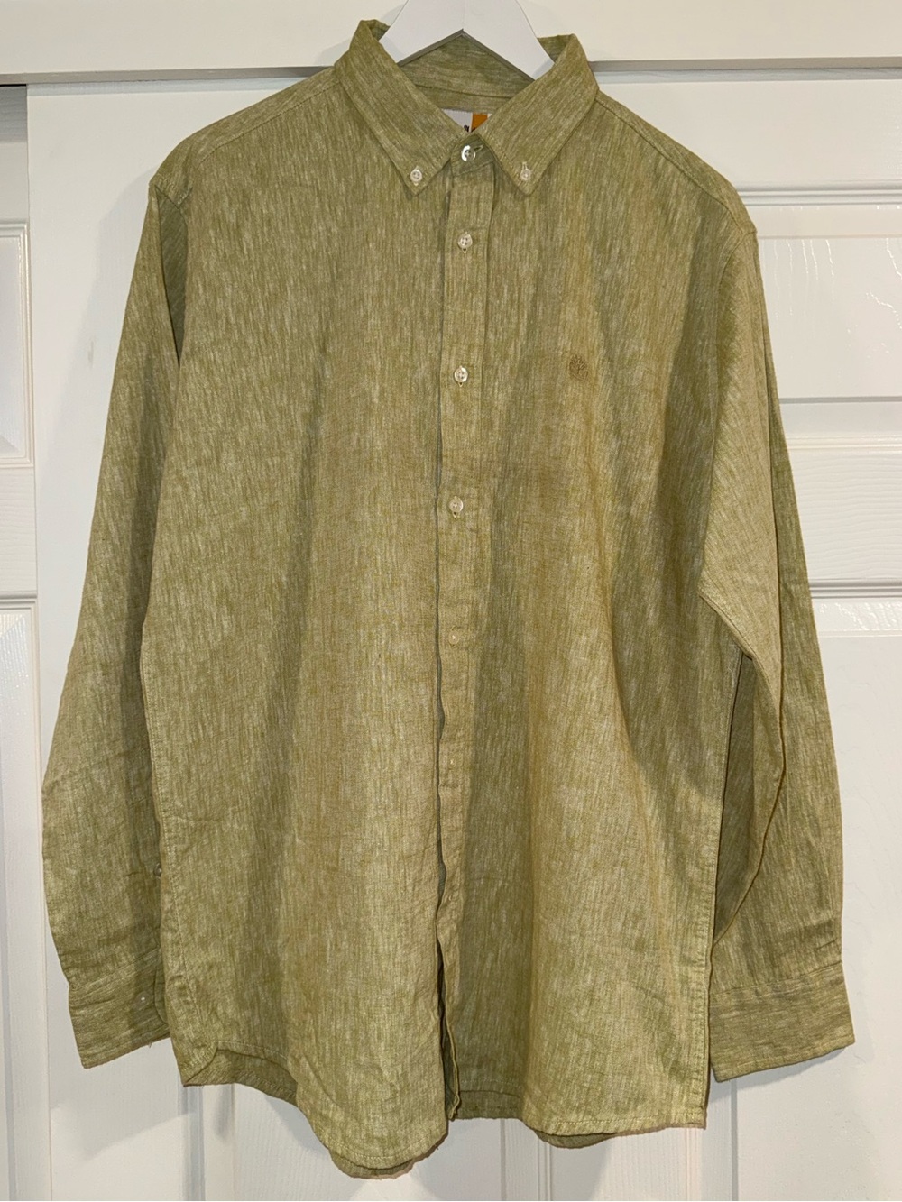 Timberland 100% Cotton Light Green Heathered Button Down Shirt